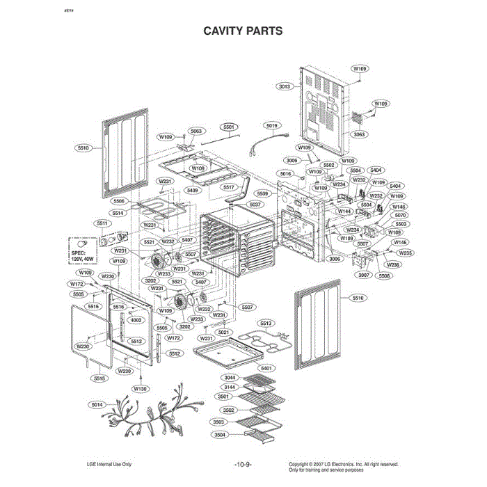 Section 5 Diagram and Parts List for LRE30757ST ASTLLGA LG Range