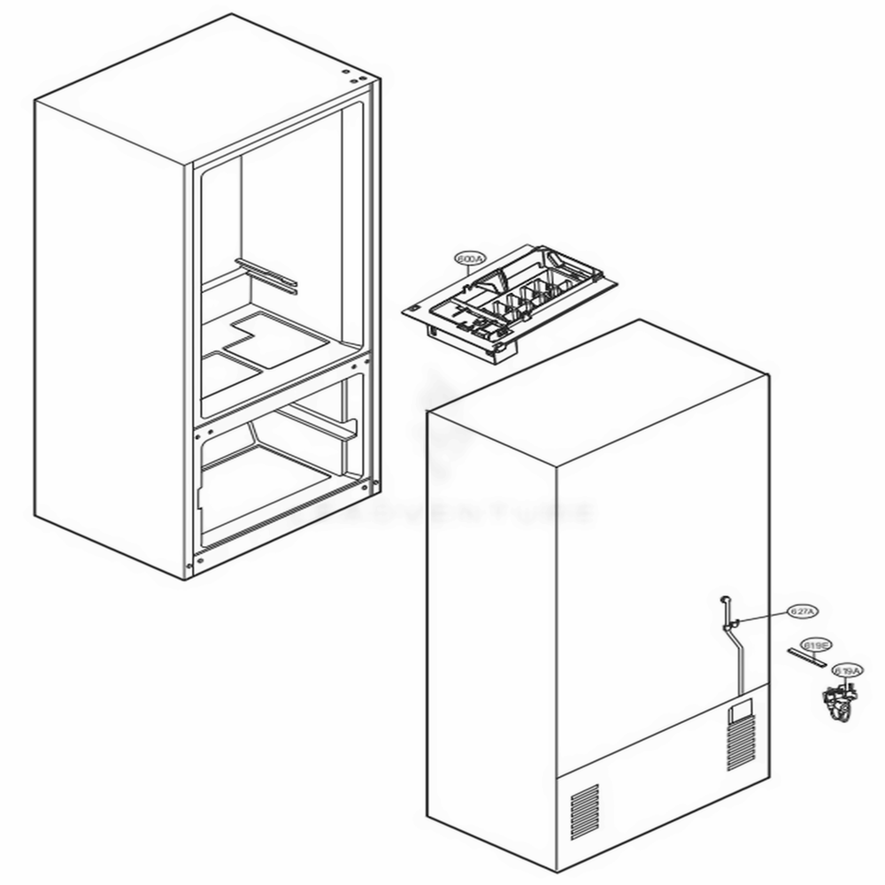 Icemaker Parts Diagram and Parts List for LFC22770SB AWBCNA2 LG Refrigerator
