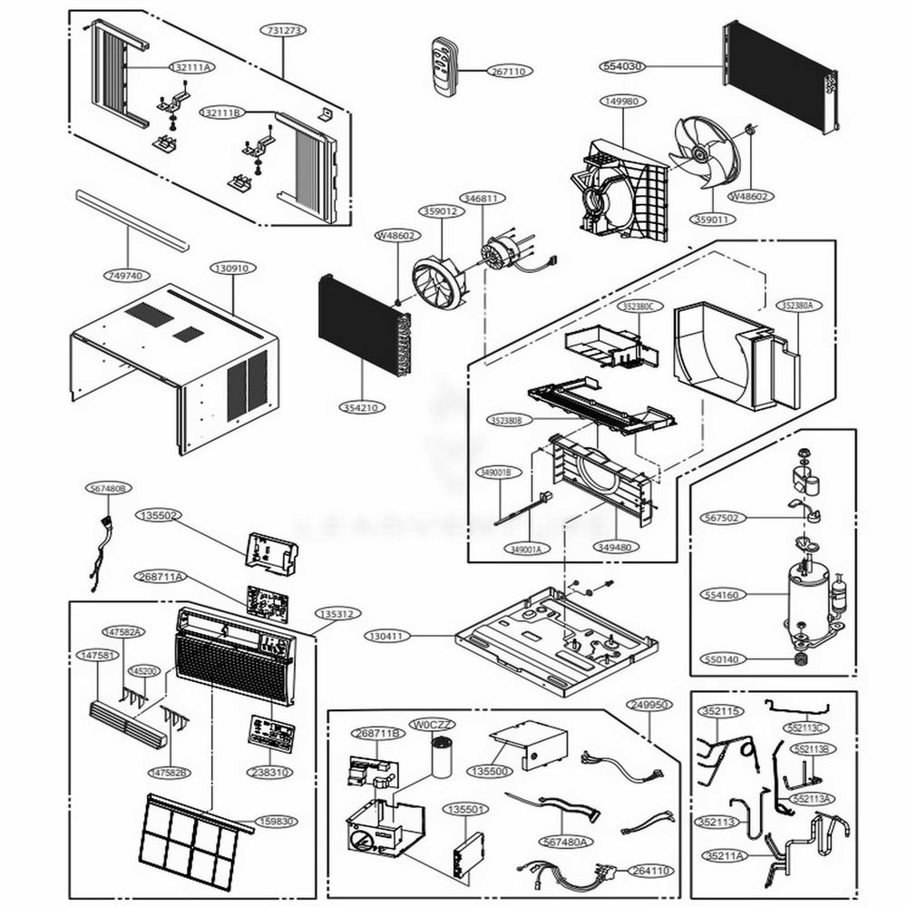 Main Diagram and Parts List for LW8016ER AT1AHDP LG Air Conditioner