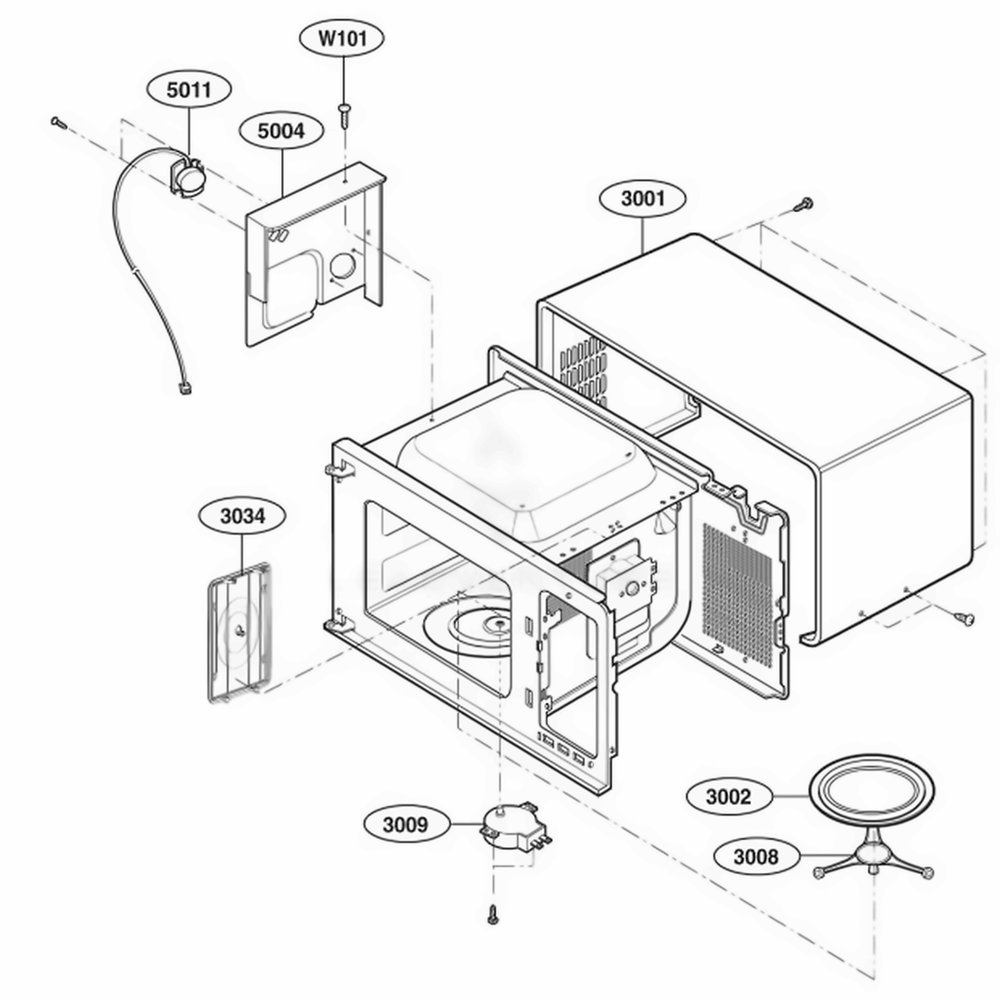 Oven Cavity Parts Diagram and Parts List for LCS2045WBK CSLELGA LG Range