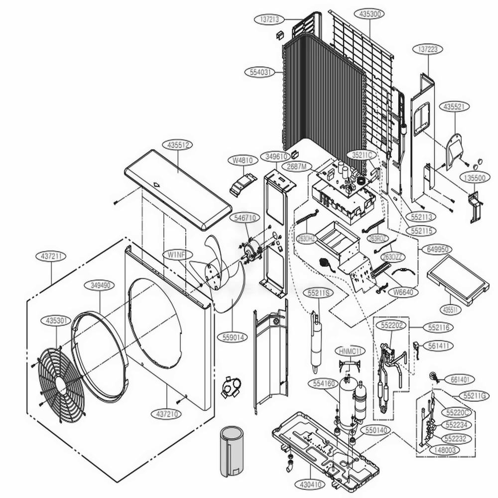 Outdoor Unit Diagram and Parts List for LAU240HSV2 AMRBEUS LG Air Conditioner
