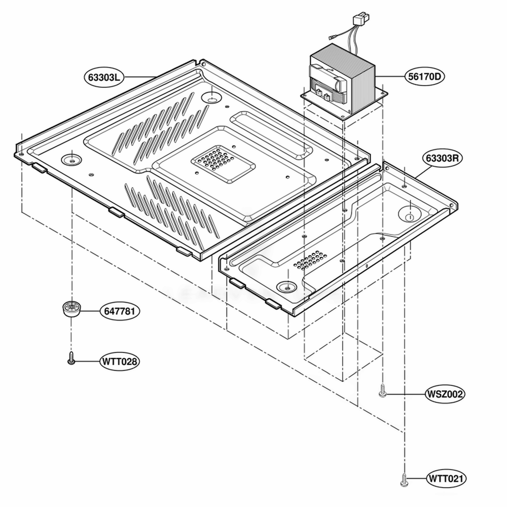 Base Plate Parts Diagram and Parts List for MA1103B BKEGSE LG Range
