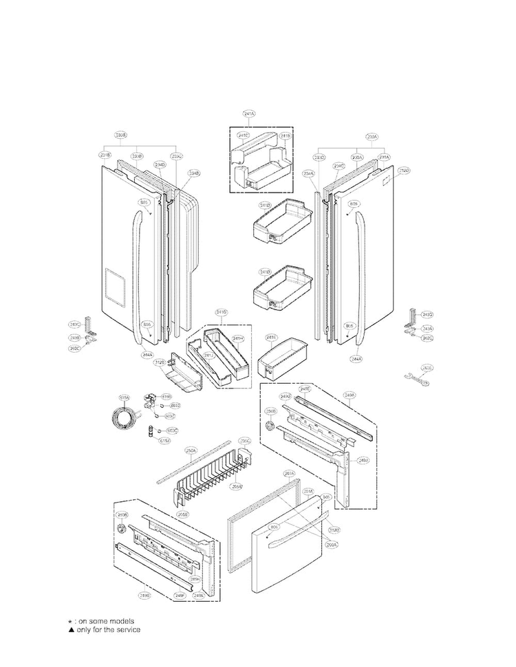 Door Parts Diagram and Parts List for LFX25971SB 03 LG Refrigerator