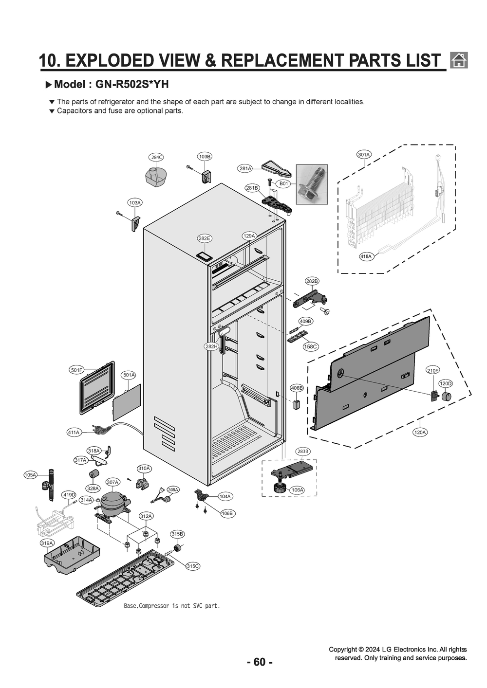 Diagram 1 Diagram and Parts List for LT18S2100W ASWCNA0 LG Refrigerator