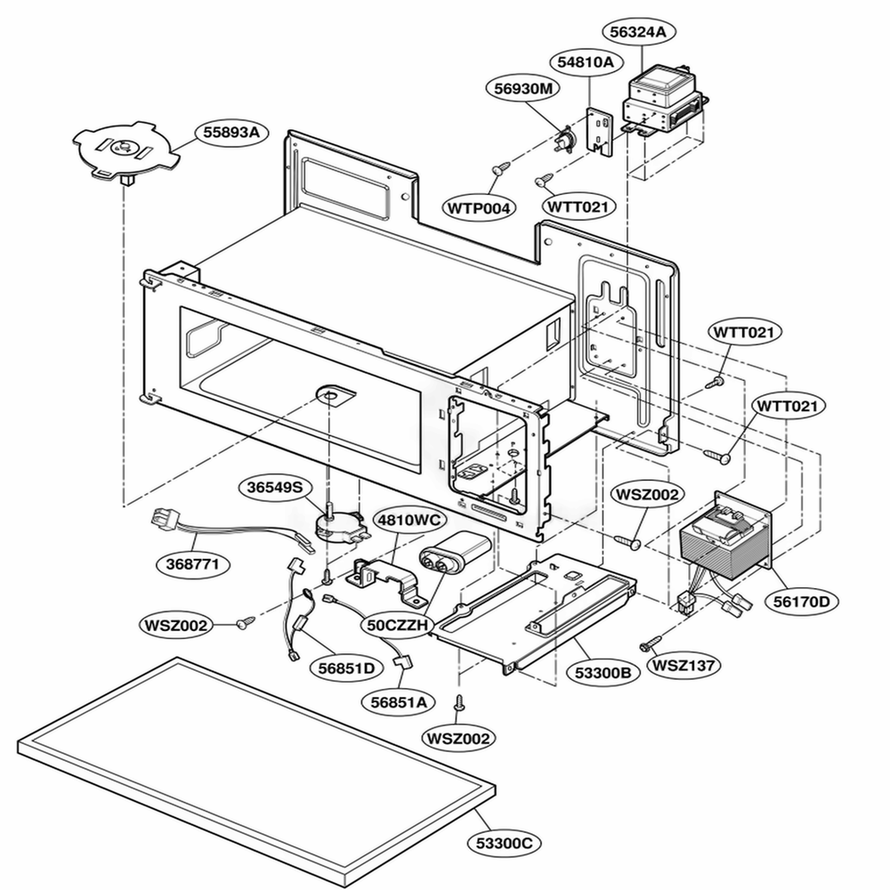 Interior Parts 1 Diagram and Parts List for YKHMC107EWH0 WHEKAC LG Range