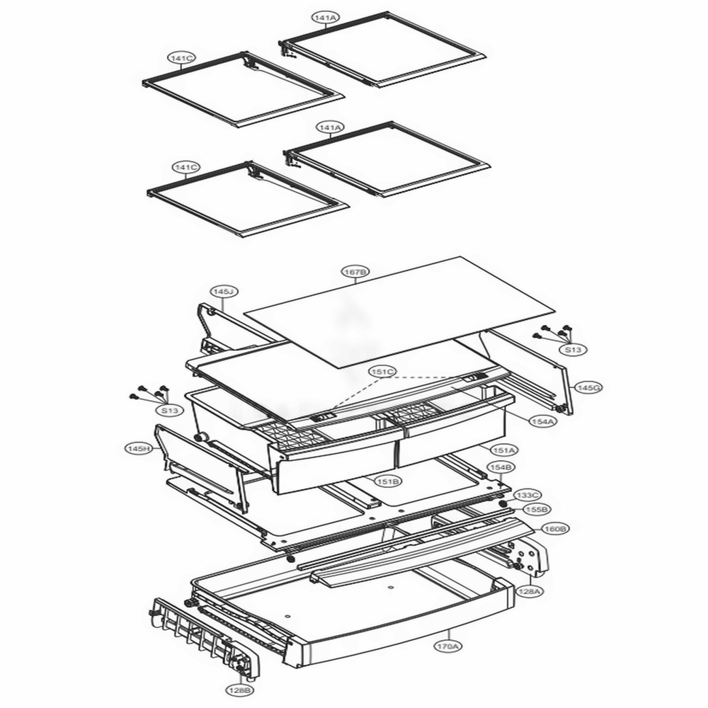 Refrigerator Parts Diagram and Parts List for LFDS22520S ASTCNA0 LG Refrigerator