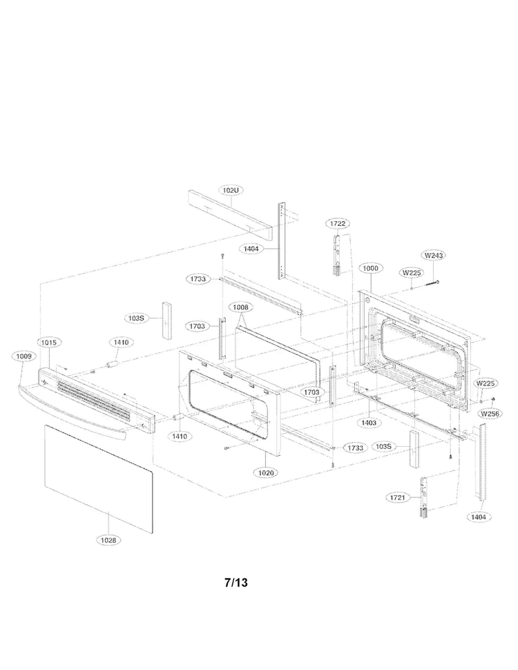 Upper Door Parts Diagram and Parts List for LDE3037SB  LG Range