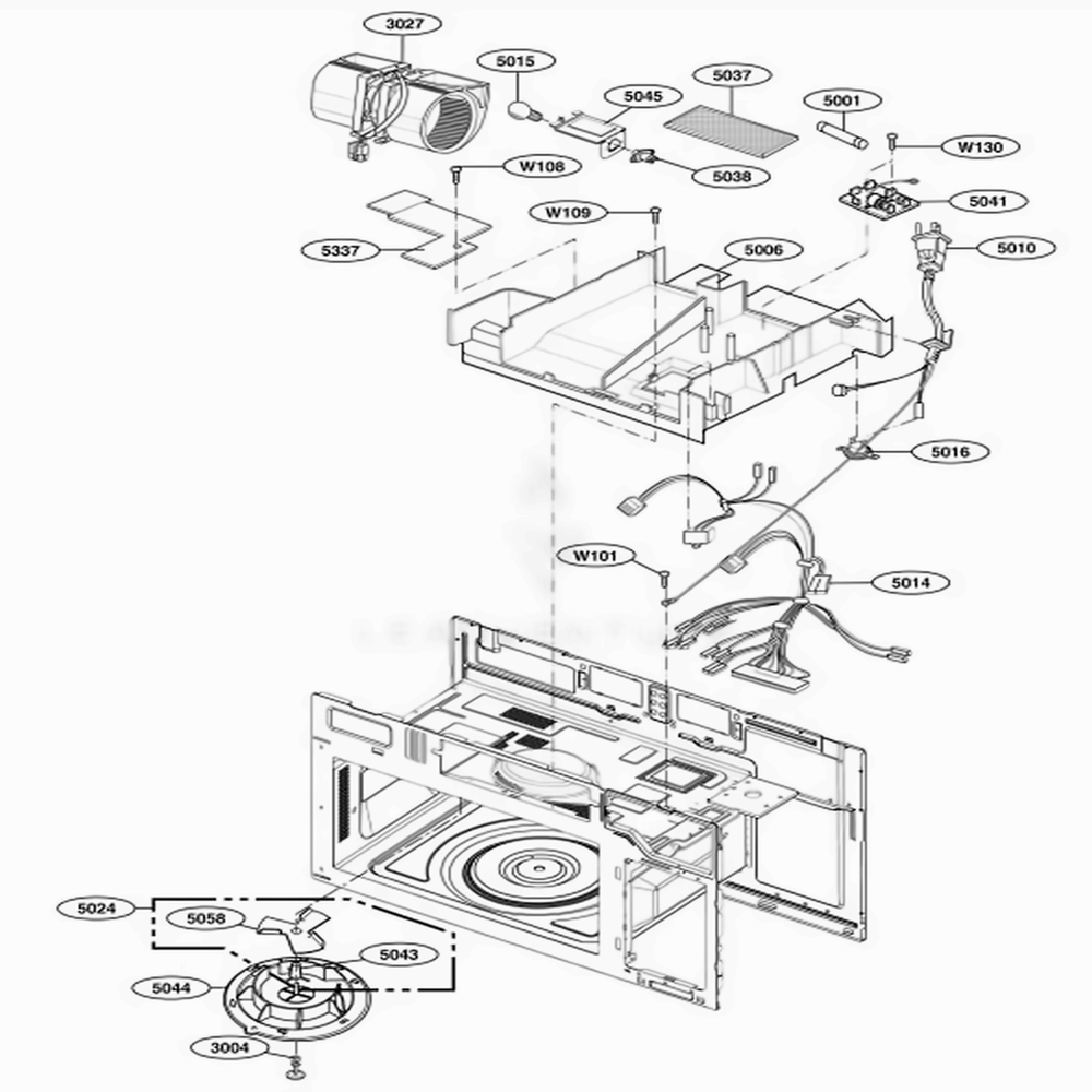 Interior Parts 2 Diagram and Parts List for 85032 CW1ESEA LG Wall Oven