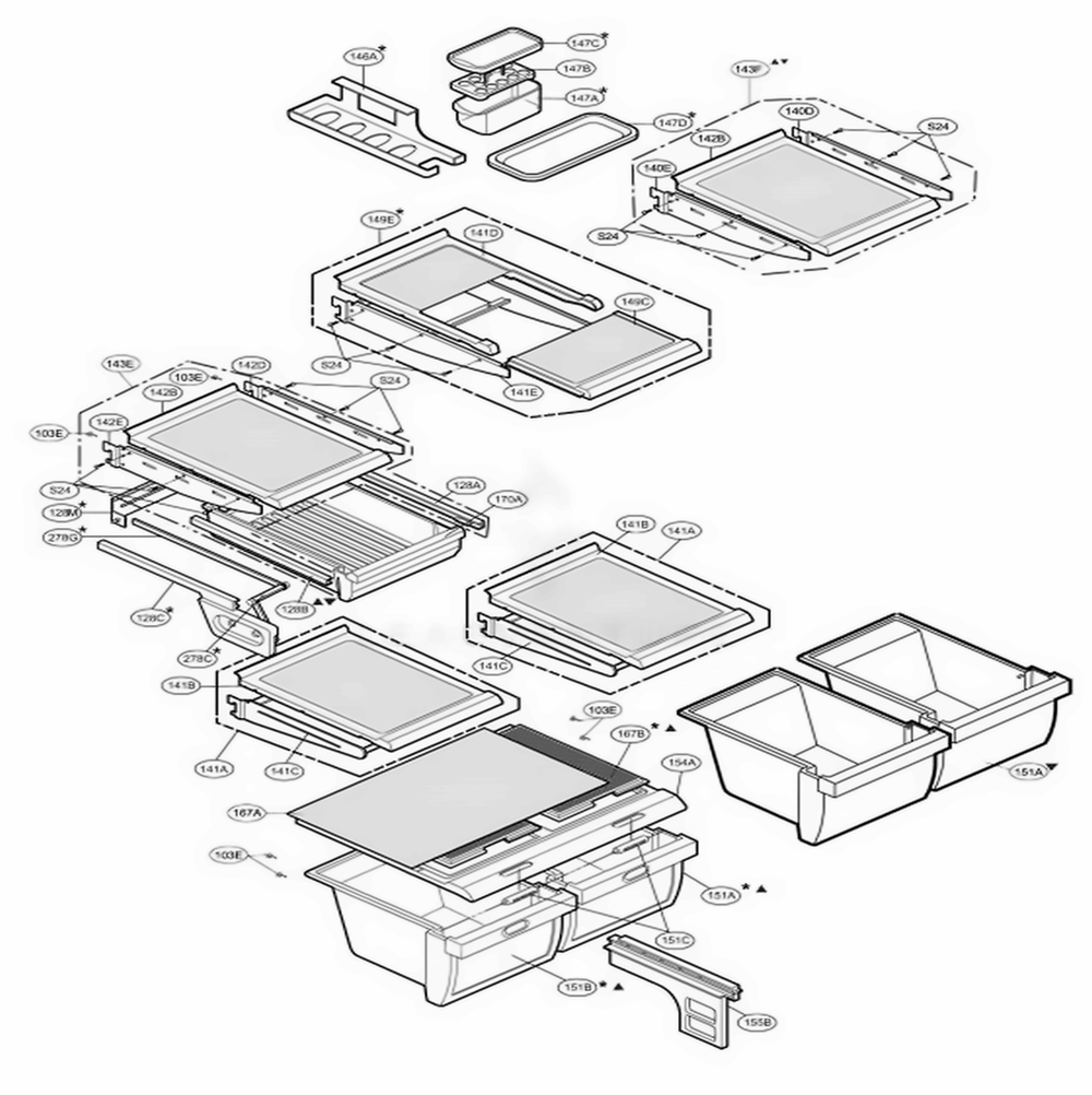 Refrigerator Parts Diagram and Parts List for 66922 ASWCSCA LG Refrigerator