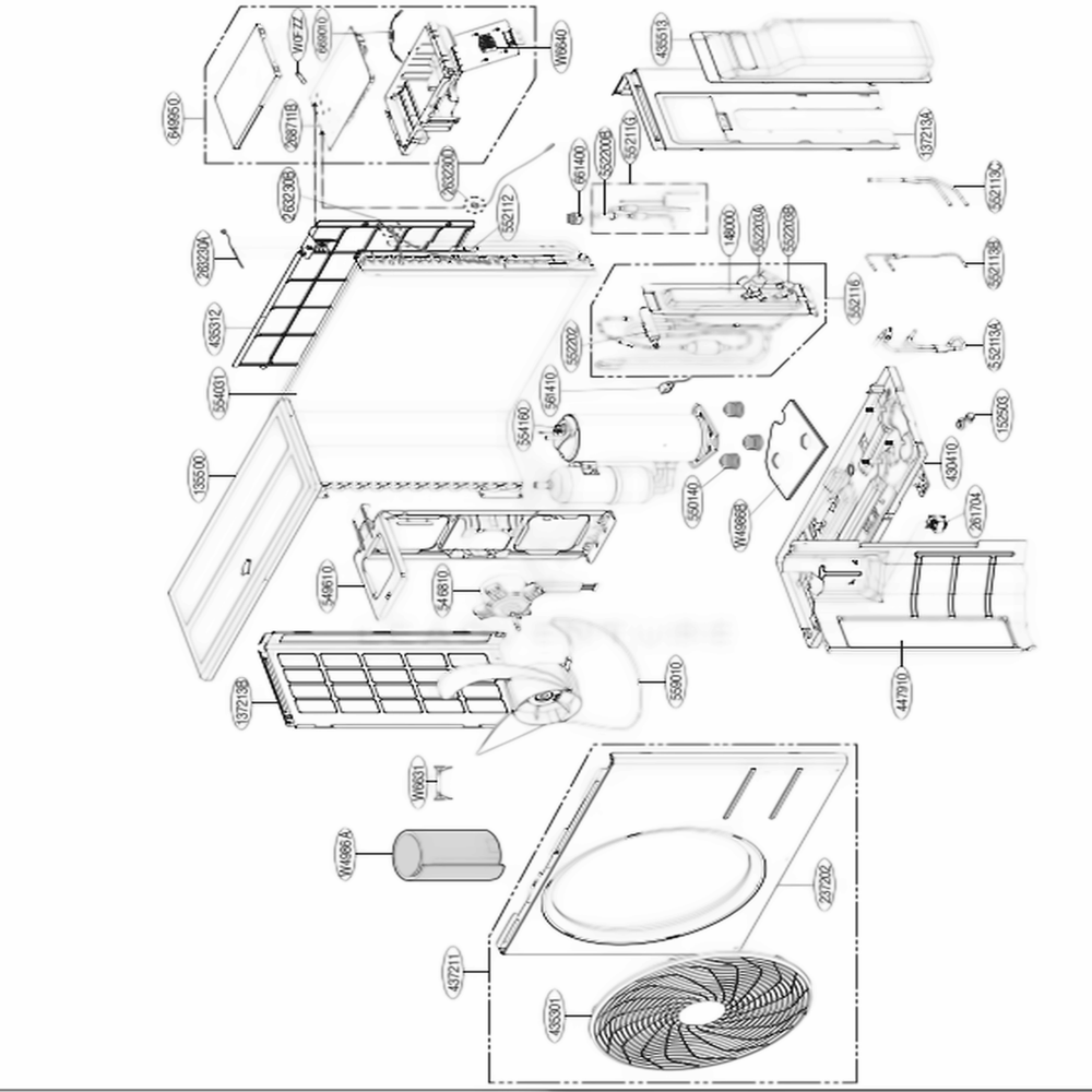Outdoor Unit Diagram and Parts List for LSU180HEV1 ANWBEUS LG Air Conditioner