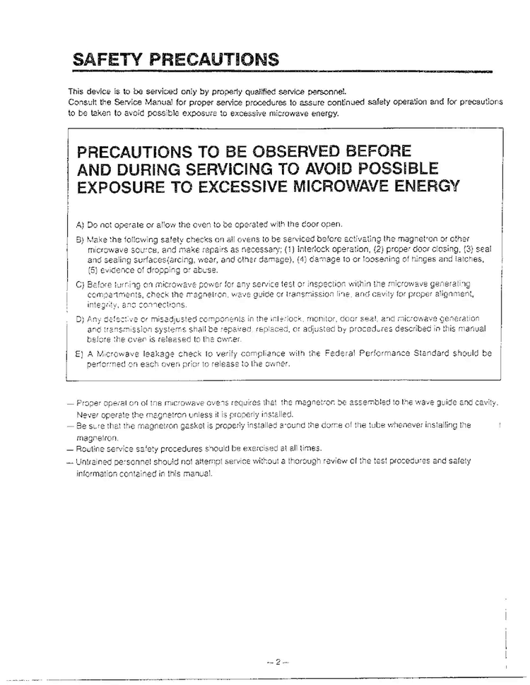 Safety Precautions Diagram and Parts List for MH-1355M  LG Microwave
