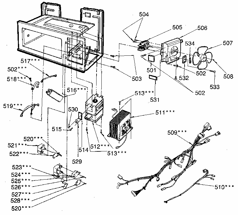 Switch And Microwave Diagram and Parts List for 7218915080  Kenmore Microwave