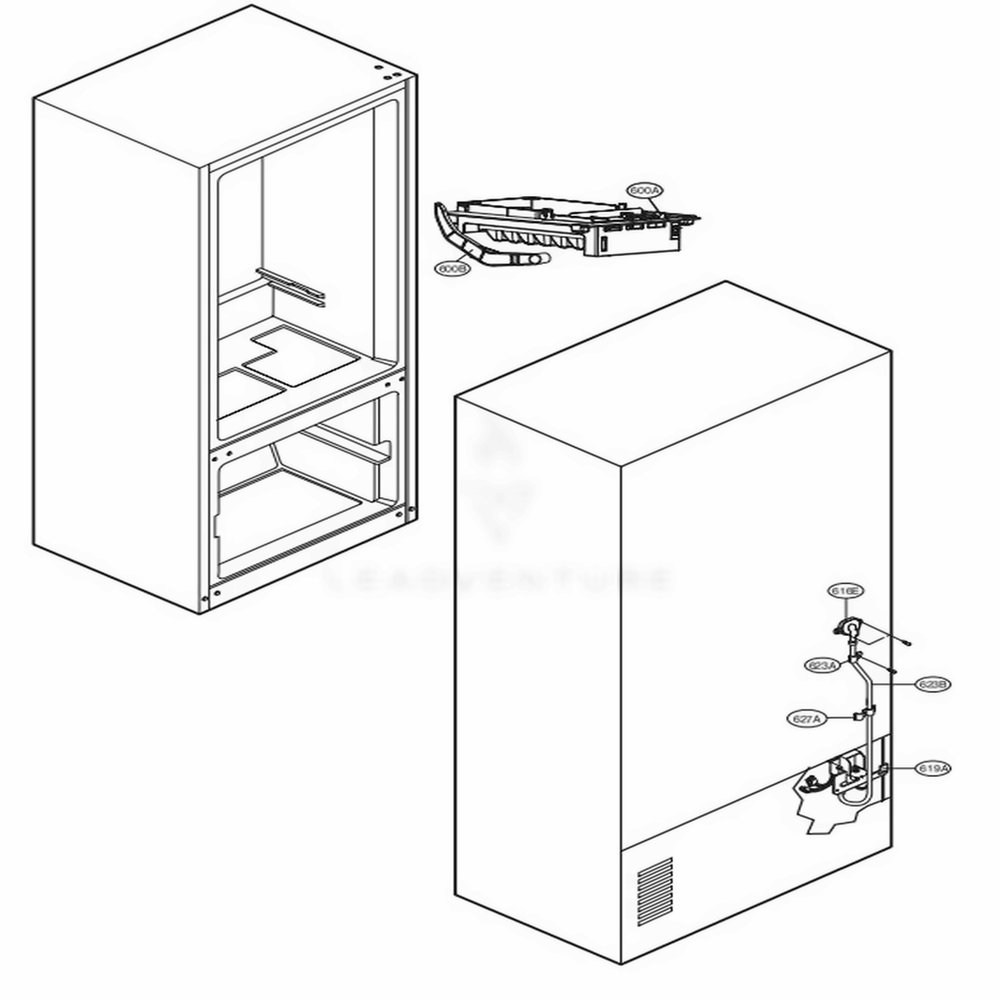 Water And Icemaker Parts Diagram and Parts List for LFC28768ST ASTCNA1 LG Refrigerator