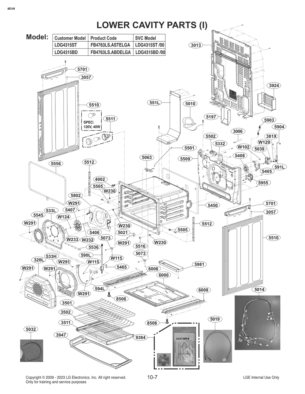 Diagram 7 Diagram and Parts List for FB4753LS ABDELGA LG Range