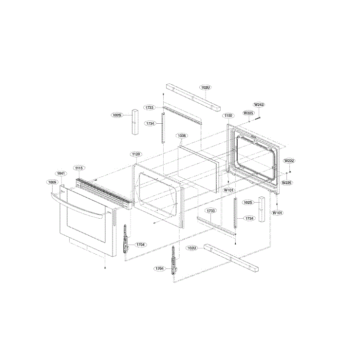 Lower Door Diagram and Parts List for LDG3036ST 00 LG Range