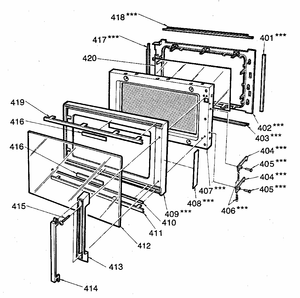 Door Diagram and Parts List for 7218863480  Kenmore Microwave