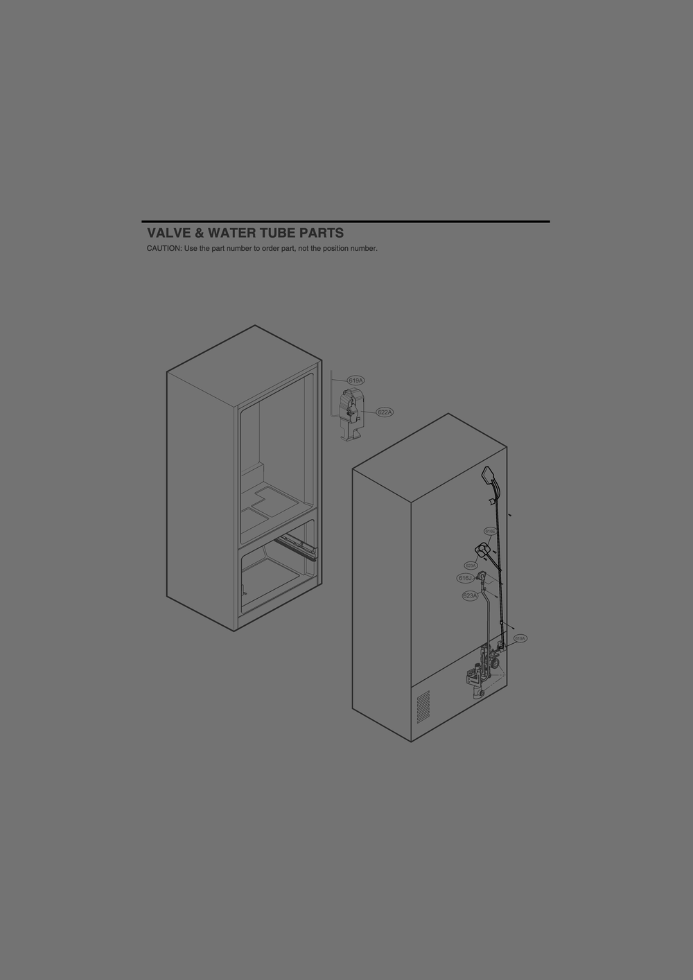 Valve And Water Tube Parts Diagram and Parts List for GR-G27ANSNM ASTCNA0 LG Refrigerator