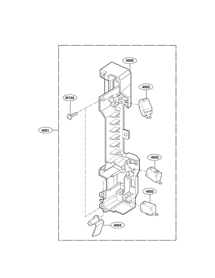 Latch Board Parts Diagram and Parts List for LMVM1955T  LG Microwave