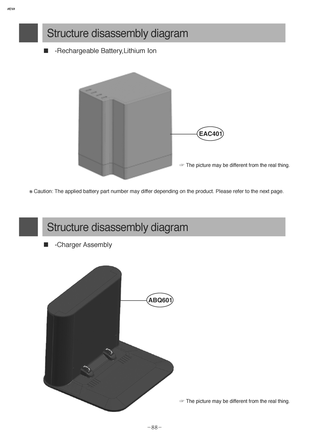 Rechargeable Battery,lithium Lon Diagram and Parts List for R975GM1 CIGELGA LG Robotic Vacuum