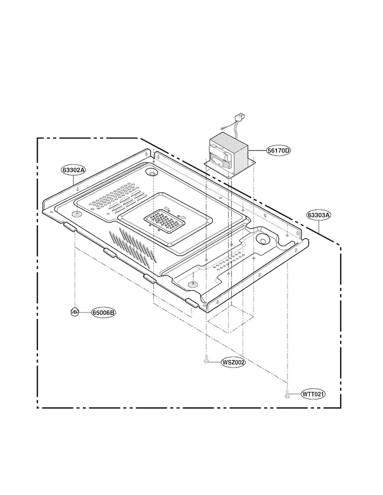 Base Plate Parts Diagram and Parts List for LRM1250W  LG Microwave