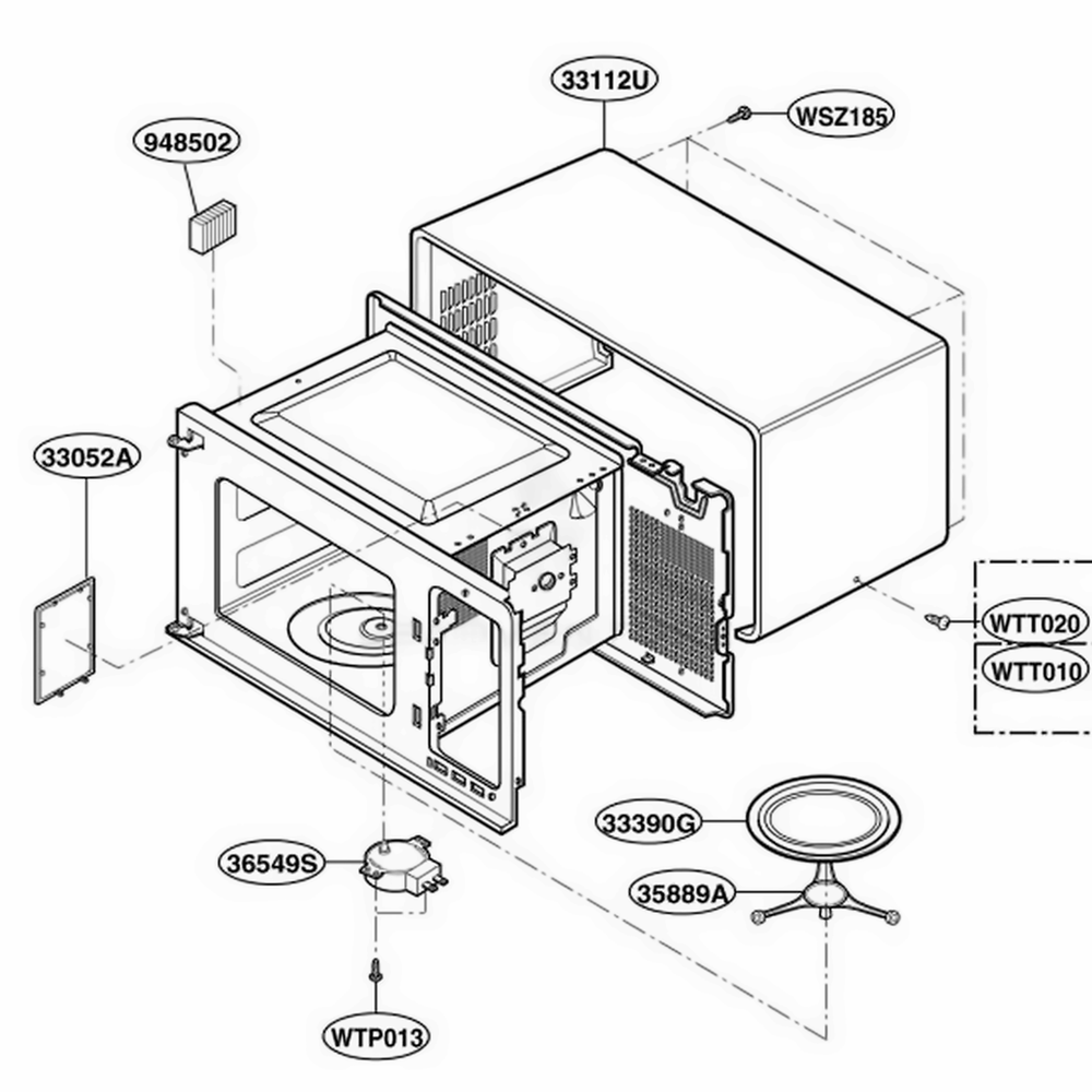 Oven Cavity Parts Diagram and Parts List for MA1220B KBKEGSE LG Wall Oven
