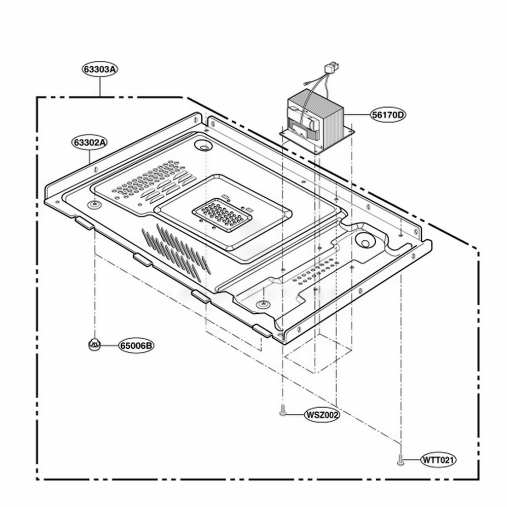 Base Plate Parts Diagram and Parts List for KCMS1555RBL CB1EKAD LG Range