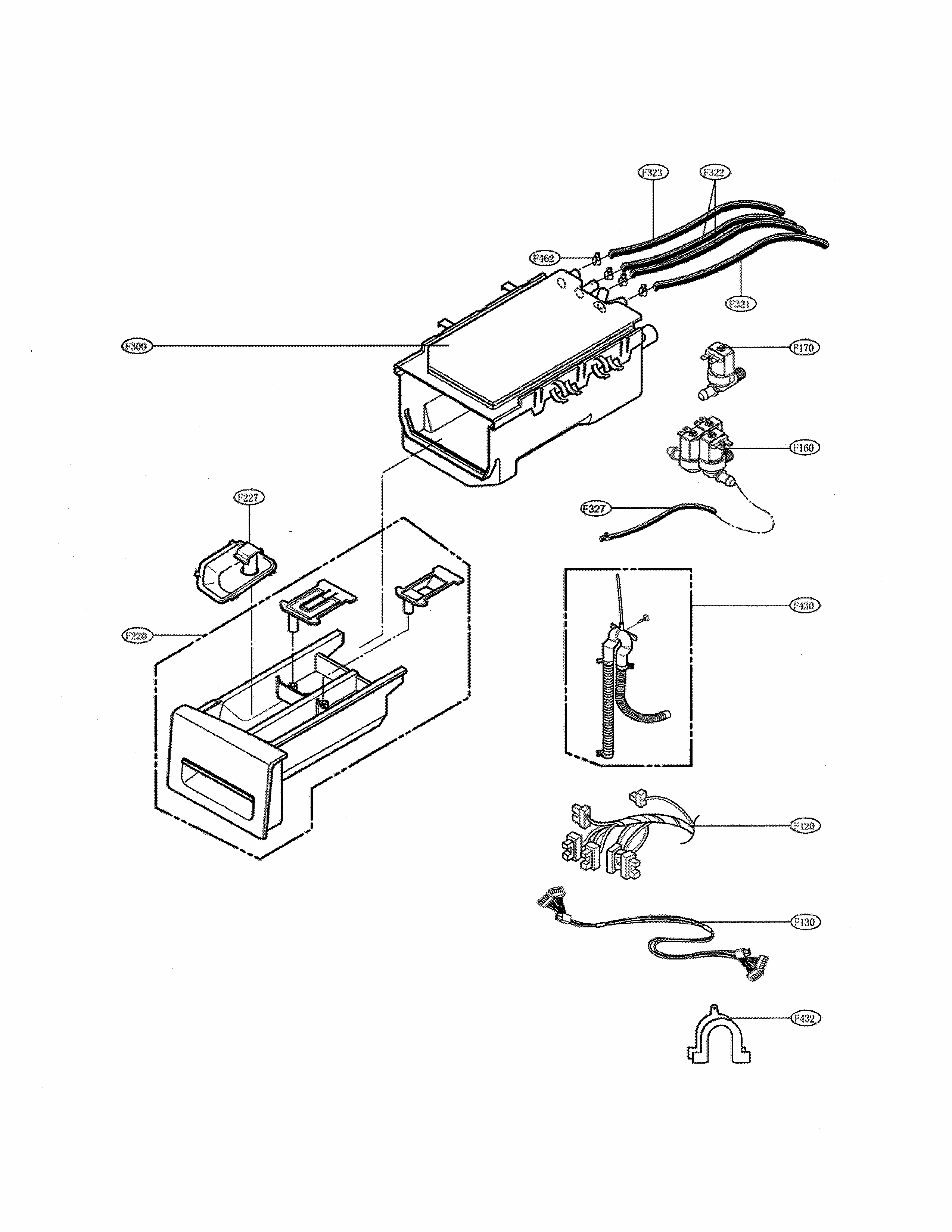 Dispenser Diagram and Parts List for 79641373211  Kenmore Washer
