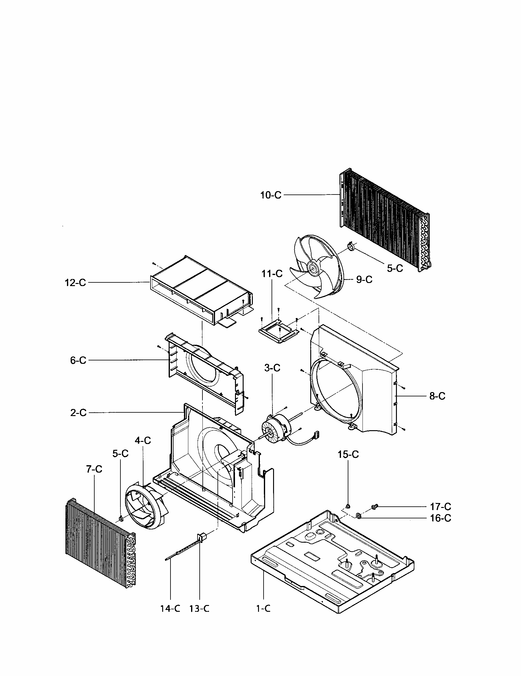 Air Handling And Cycle Diagram and Parts List for 58075100500  Kenmore Air Conditioner