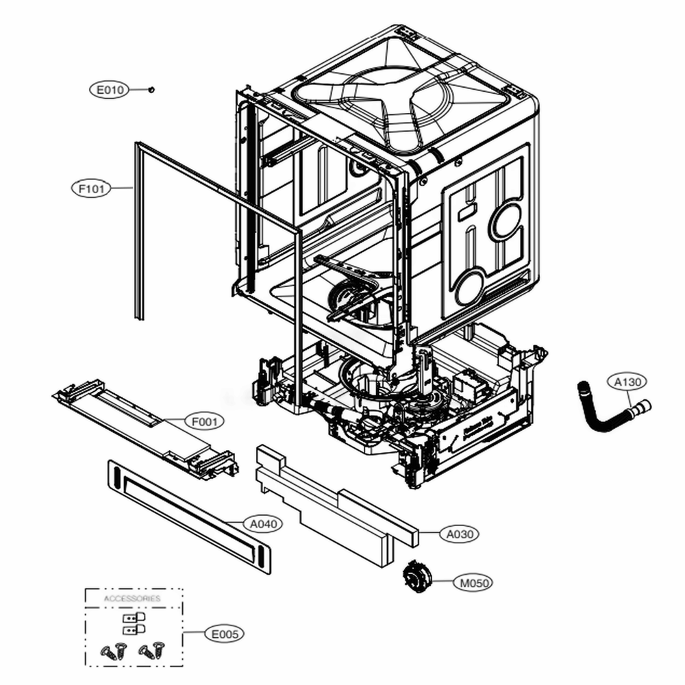 Main Diagram and Parts List for LDP6797BD ABDEEUS LG Dishwasher