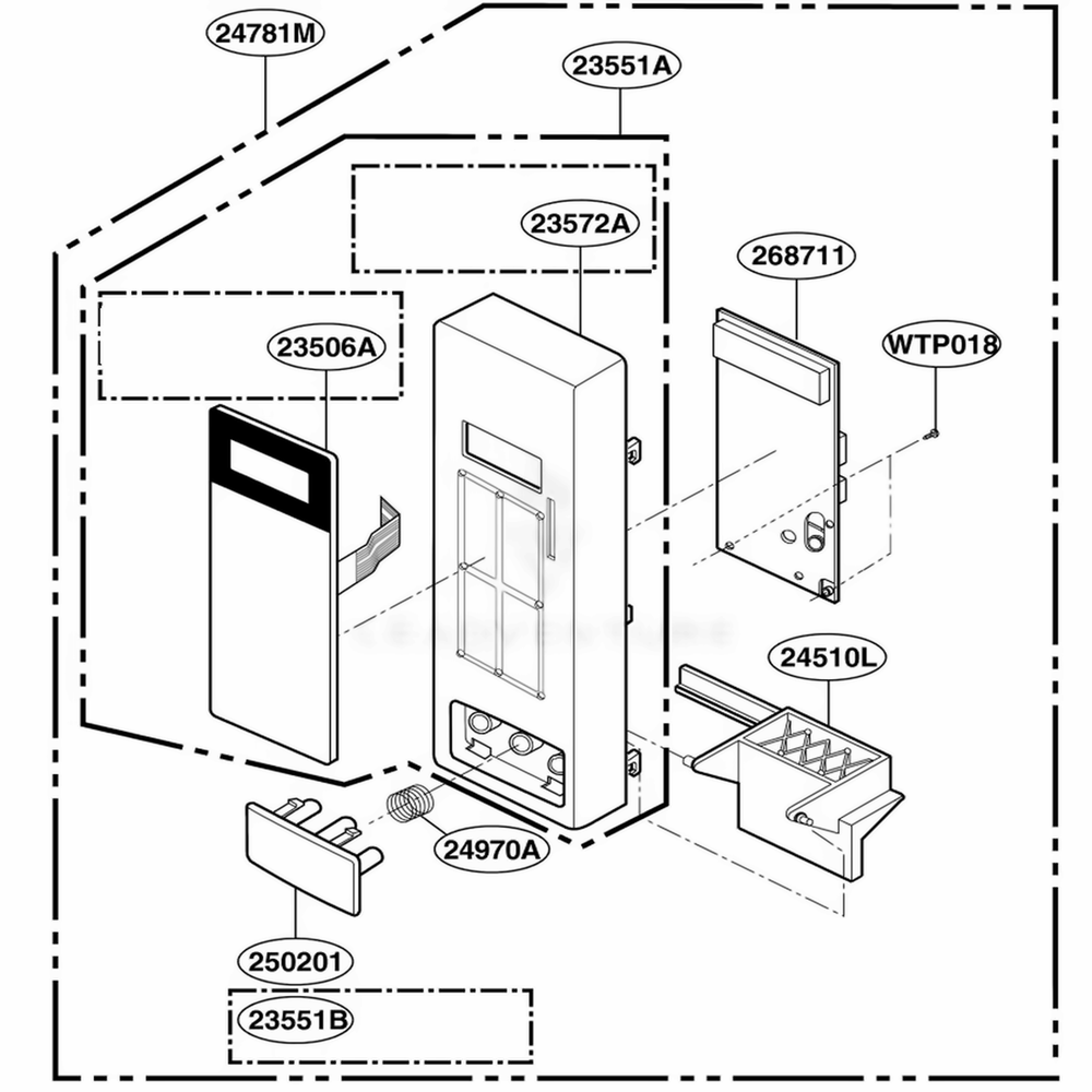 Control Panel Parts Diagram and Parts List for JES1656BH CBKEGEU LG Range