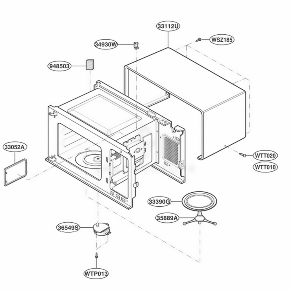 Oven Cavity Parts Diagram and Parts List for KCMS145KBU ABLEKAD LG Range