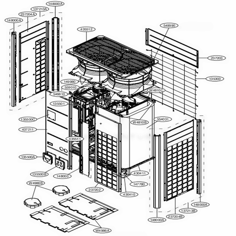 Main 2 Diagram and Parts List for ARUM216DTE5 AWGBLUS LG Air Conditioner