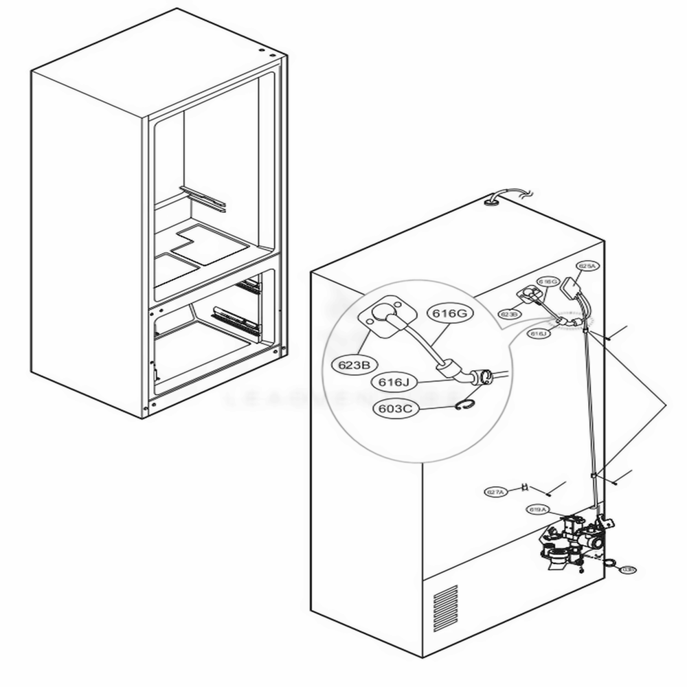 Valve And Water Tube Parts Diagram and Parts List for LFXS30766S ASTCNA5 LG Refrigerator