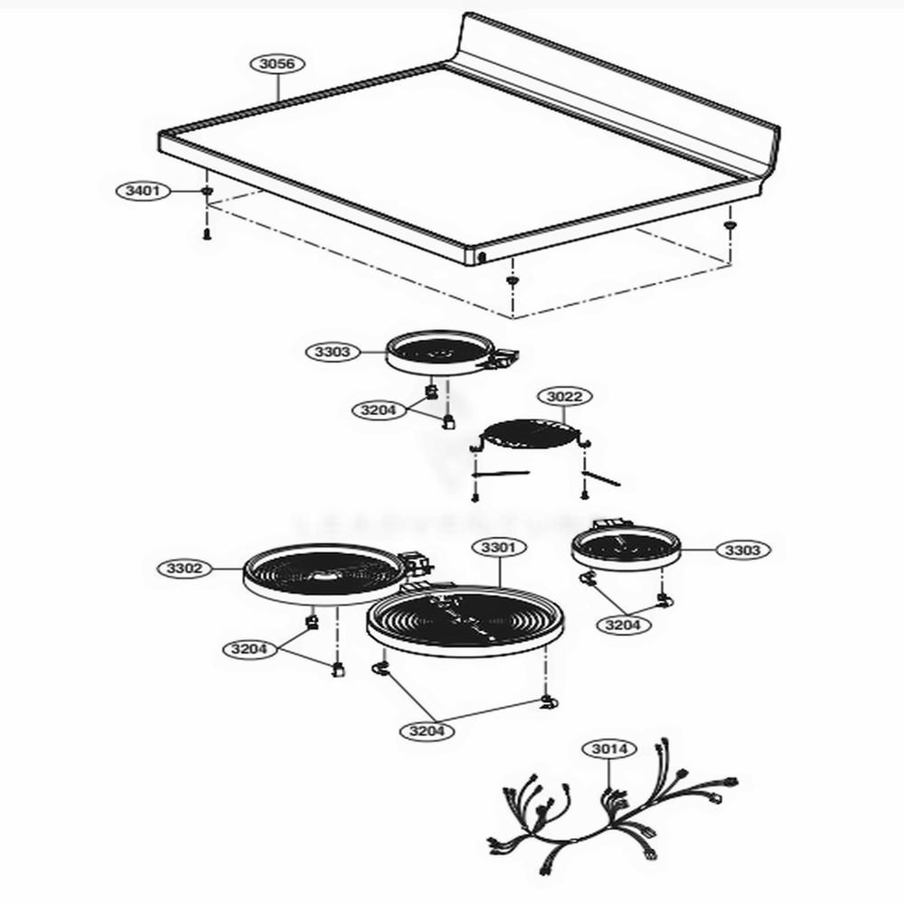 Cooktop Parts Diagram and Parts List for LREL6323S FSTLLGA LG Range