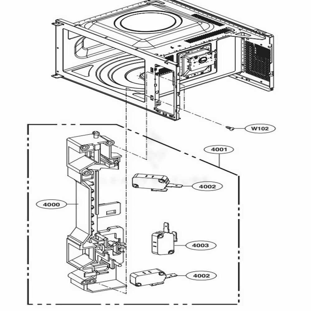 Latch Board Parts Diagram and Parts List for LCS1413SW CWHETAR LG Wall Oven