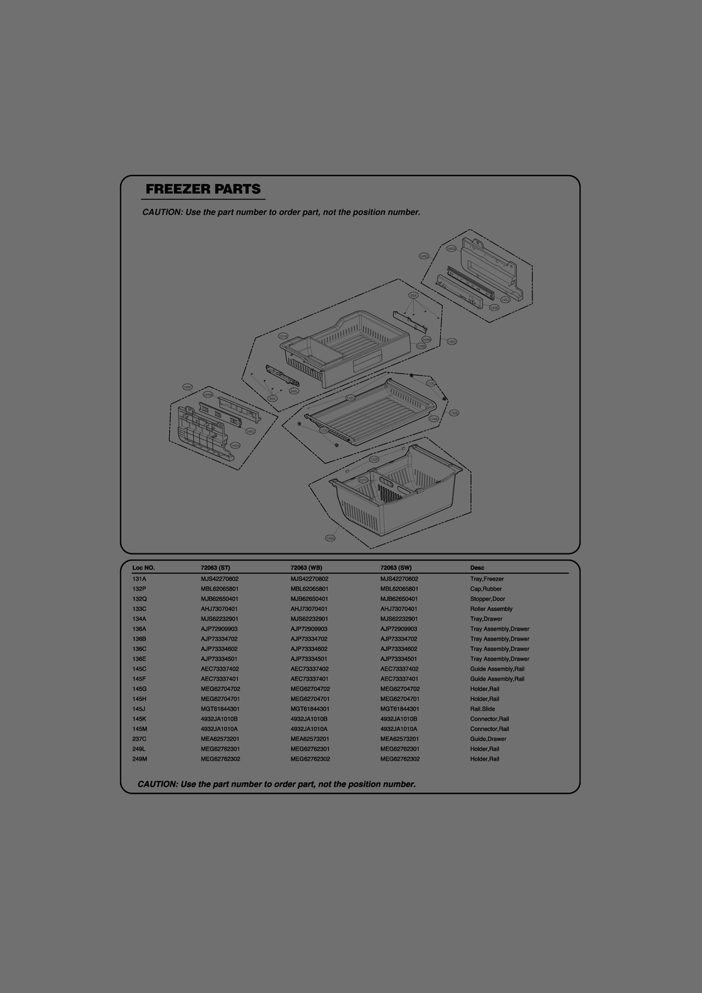 Freezer Parts Diagram and Parts List for GR-J318LQTP ASWCSE6 LG Refrigerator