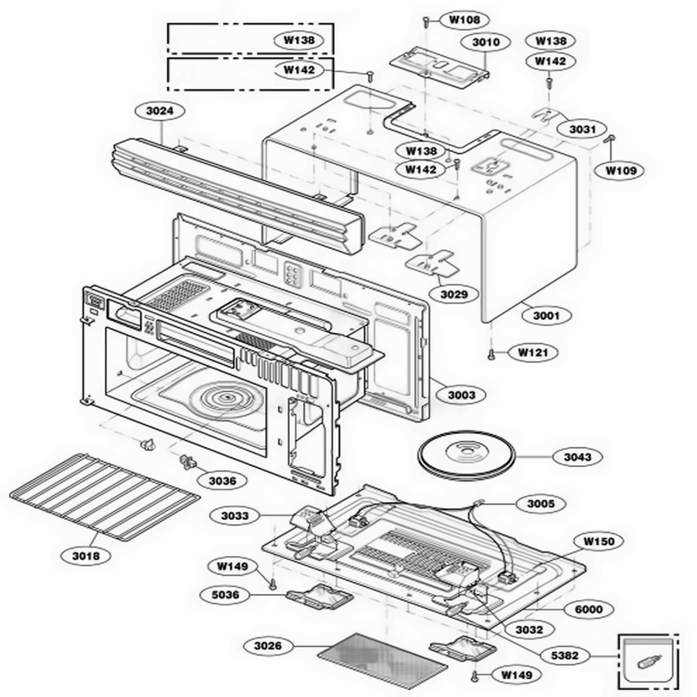 Oven Cavity Parts Diagram and Parts List for 80869 AB2ESEA LG Range
