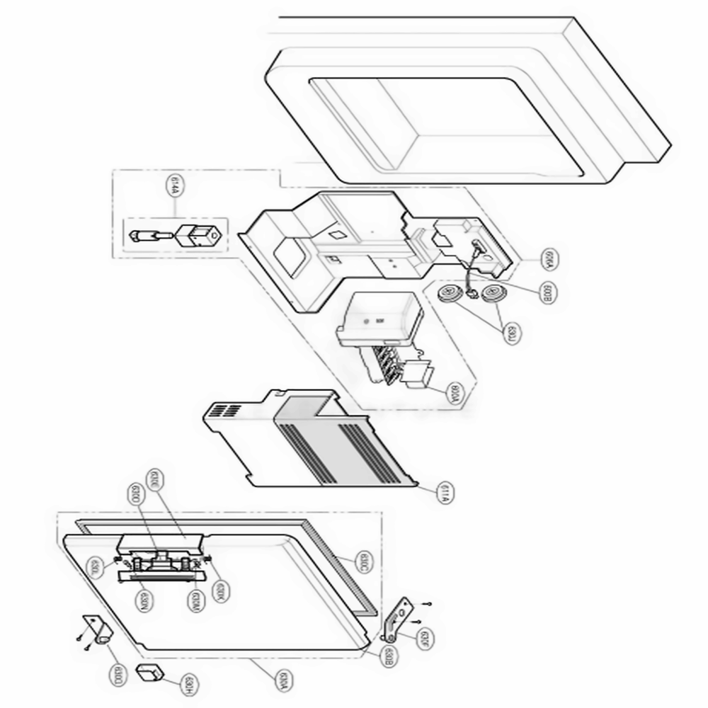 Ice Maker And Ice Bin Parts Diagram and Parts List for 79762 ASWCSEF LG Refrigerator