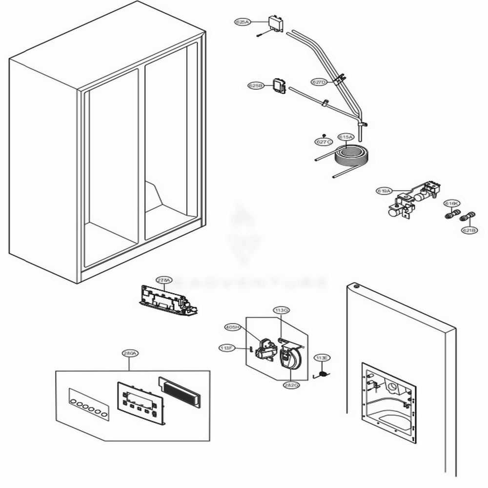 Ice And Water Parts Diagram and Parts List for LSXS22423W ASWCNA0 LG Refrigerator