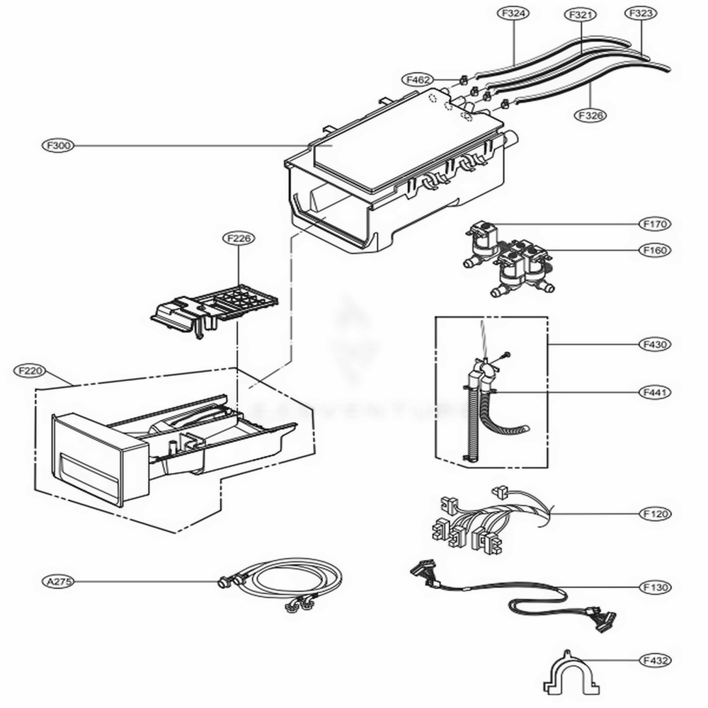 Dispenser Assembly Diagram and Parts List for GCW1069QD ABWELAT LG Washer