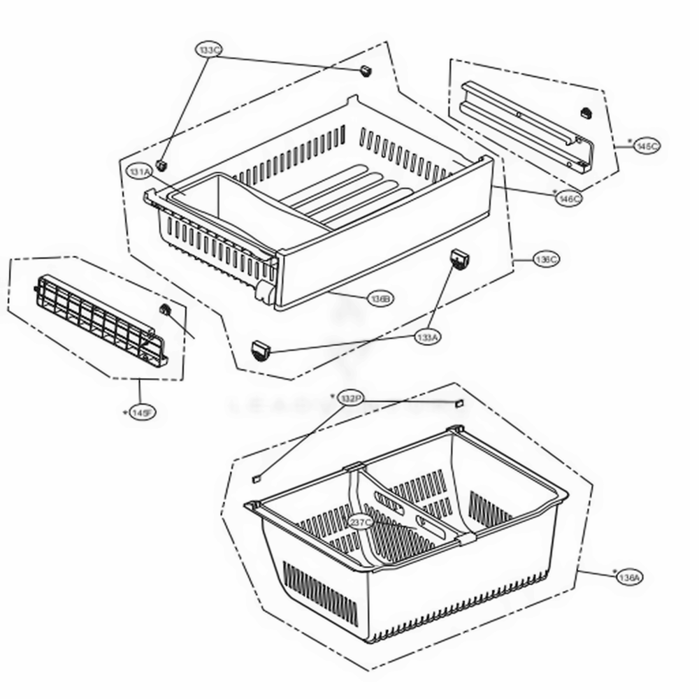 Freezer Parts Diagram and Parts List for LFXS28968D ASBCNA4 LG Refrigerator