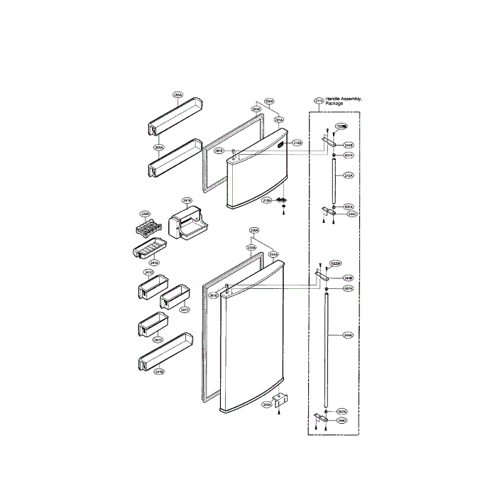 Door And Shelving Diagram and Parts List for LRTPC2031T  LG Refrigerator