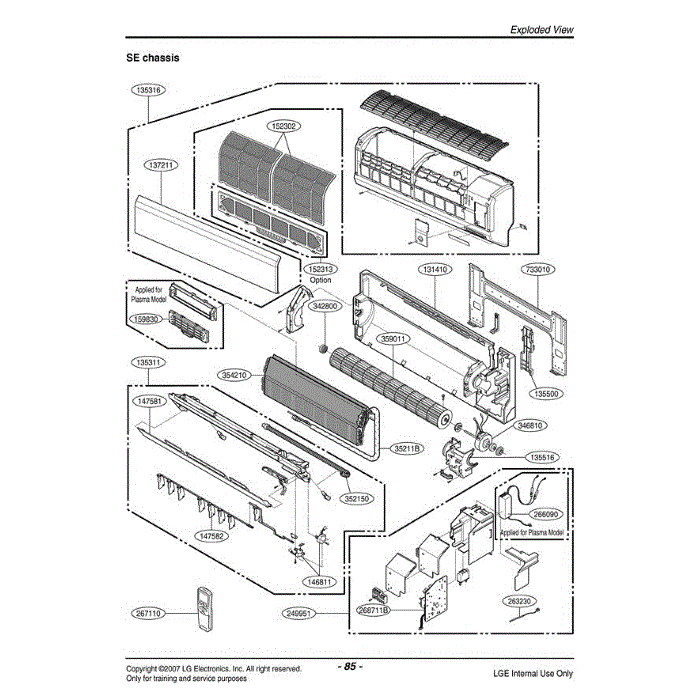 Section Diagram and Parts List for LMAN121CNM ANCAEUS LG Air Conditioner