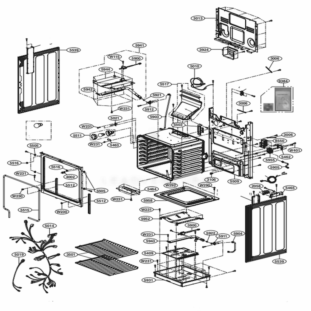 Cavity Parts Diagram and Parts List for LRG3061BD FBDELGA LG Wall Oven
