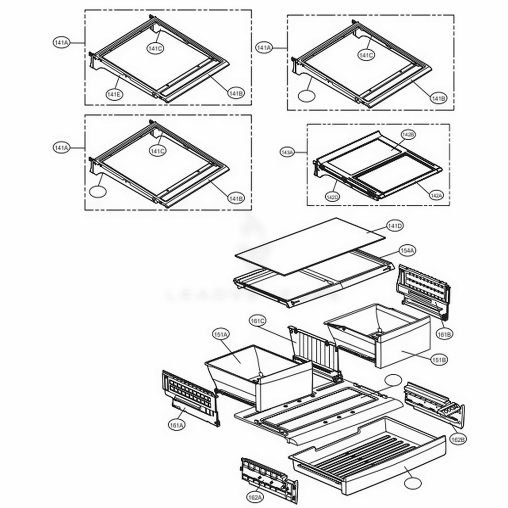 Refrigerator Parts Diagram and Parts List for 72493 ASTCSE0 LG Refrigerator