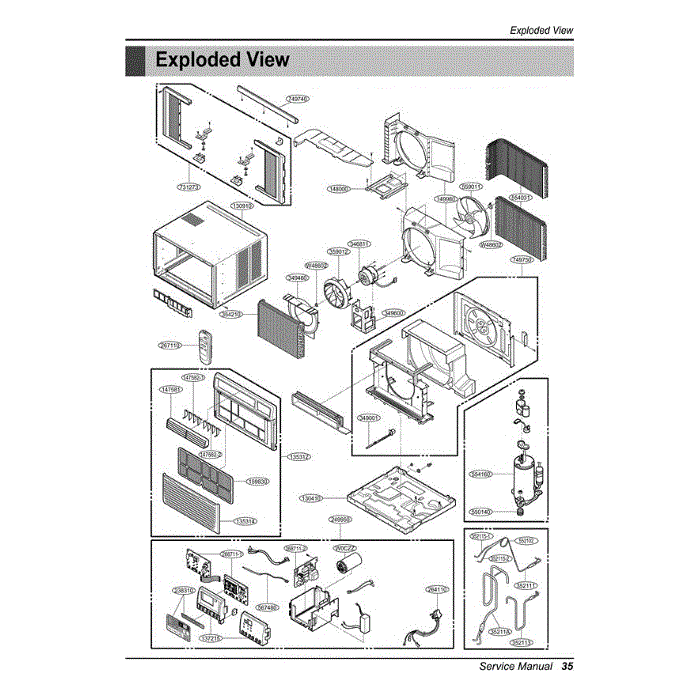 Section Diagram and Parts List for LWHD1450ER AWYAUS1 LG Air Conditioner