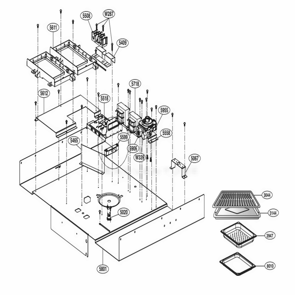 Rear Plate Diagram and Parts List for SKSDR360GS ASTLSGN LG Range