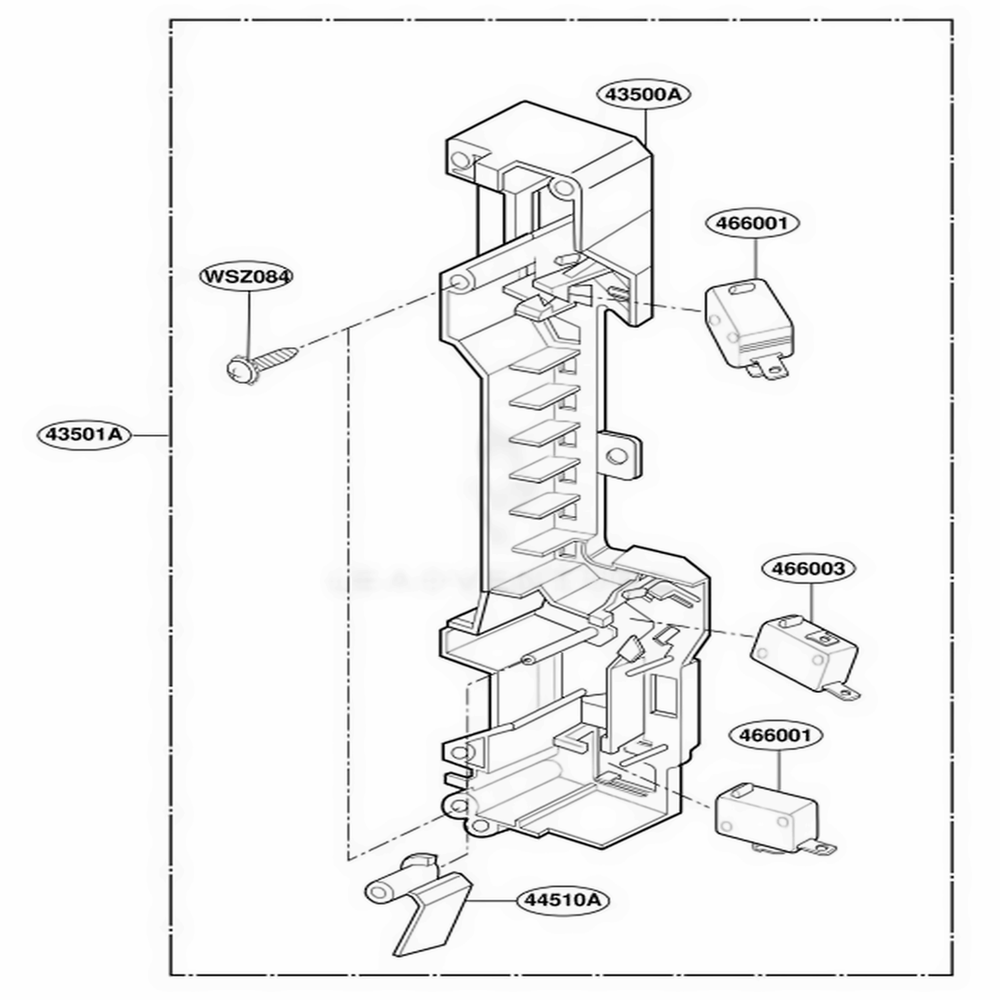 Latch Board Parts Diagram and Parts List for TMH14XLQ1 AW1EEST LG Range