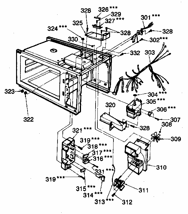 Switch And Microwave Parts Diagram and Parts List for 7218883680  Kenmore Microwave