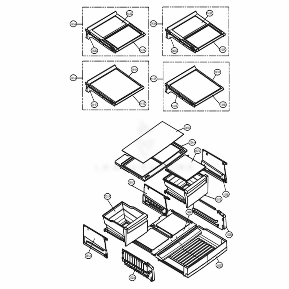 Refrigerator Parts Diagram and Parts List for 74029 AWBCSE2 LG Refrigerator